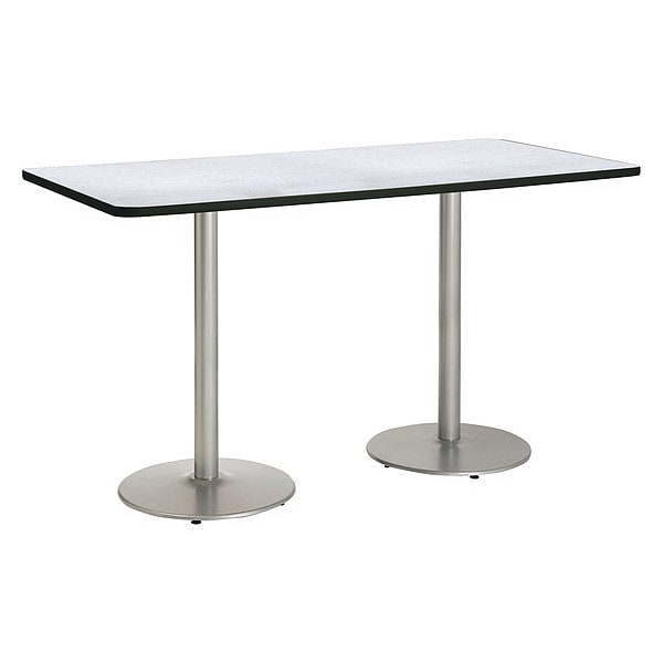 Rectangle KFI Mode 42" x 96" Conference Table, Grey Nebula Finish, Round Silver Base, Bistro Height