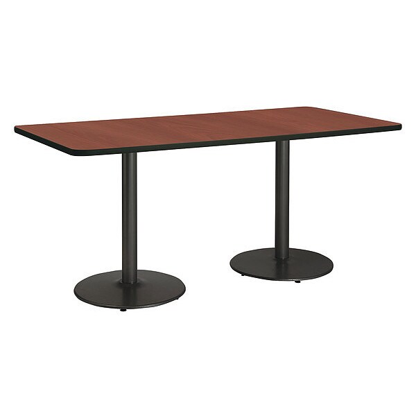 Rectangle Ped Table, Mahogany/Black, 42"x96"x29", 96" W, 42" L, 29" (Cafe Height) H, HPL Top