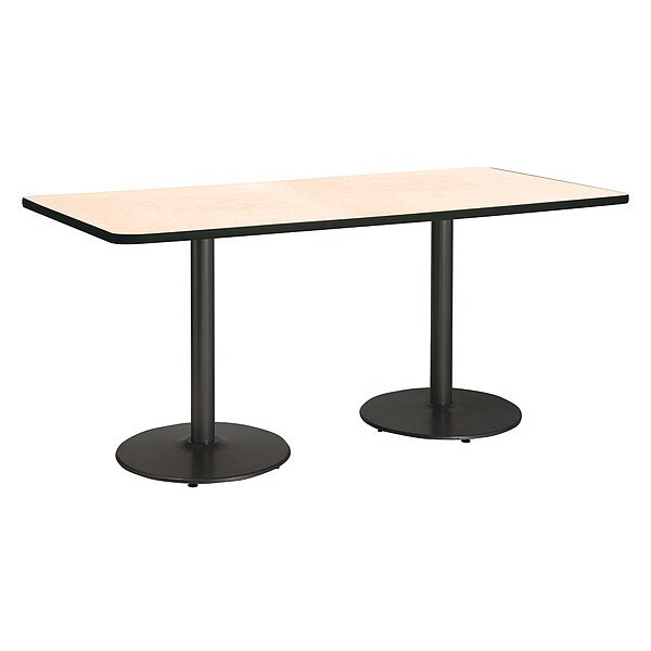 Rectangle Ped Table, Natural/Black, 42"x96"x29", 96" W, 42" L, 29" (Cafe Height) H, HPL Top, Natural