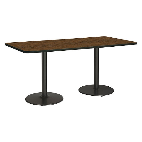 Rectangle Ped Table, Walnut/Black, 42"x96"x29", 96" W, 42" L, 29" (Cafe Height) H, HPL Top, Walnut