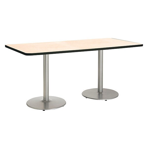 Rectangle Ped Table, Natural/Silver, 42"x96"x29", 96" W, 42" L, 29" (Cafe Height) H, HPL Top, Natural