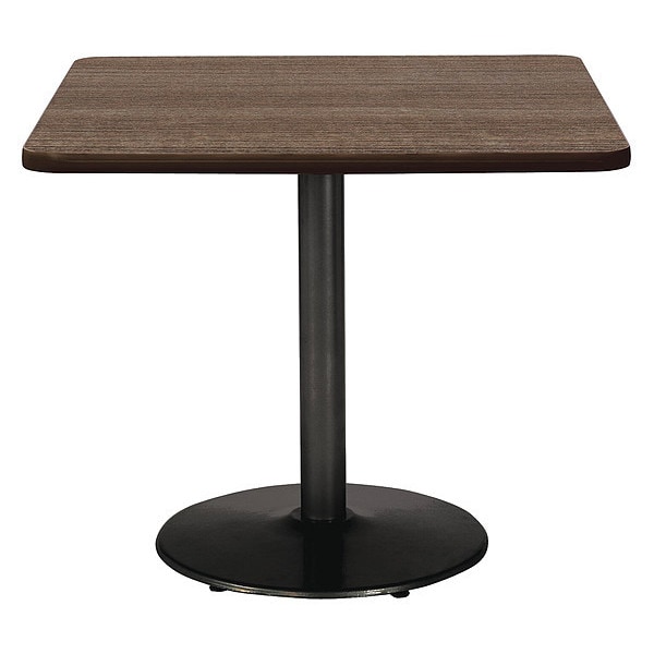 Square Ped Table, Studio Teak/Black, 42"x42"x29", 42" W, 42" L, 29" (Cafe Height) H, HPL Top