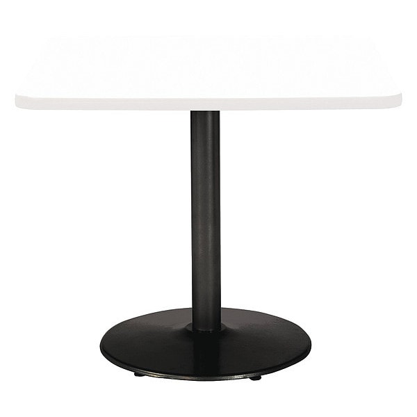 Square Ped Table, Designer Wh/Black, 42"x42"x29", 42" W, 42" L, 29" (Cafe Height) H, HPL Top