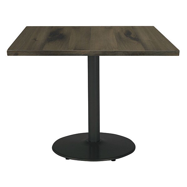 Square Wood Table, Barnwood/Black, 42"x42"x29", 42" W, 42" L, 29" (Cafe Height) H, Wood Top, Barnwood