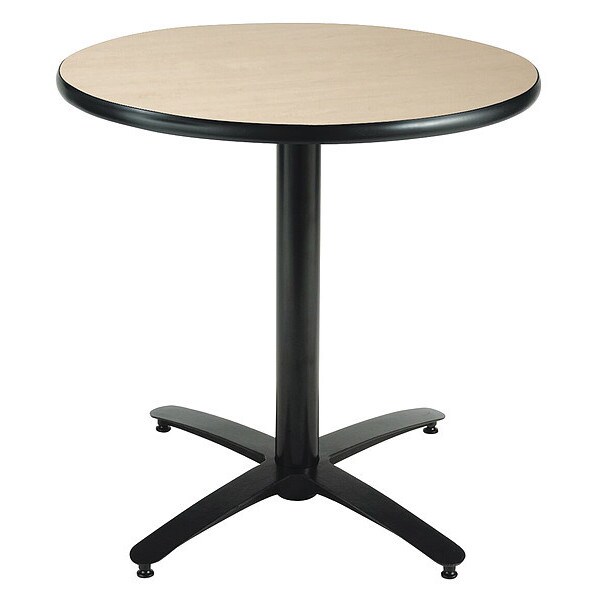 Round KFI 42in Natural Breakroom Table with Arched X Base, 29 W, 42 L, 29 H, Laminate Top, Natural