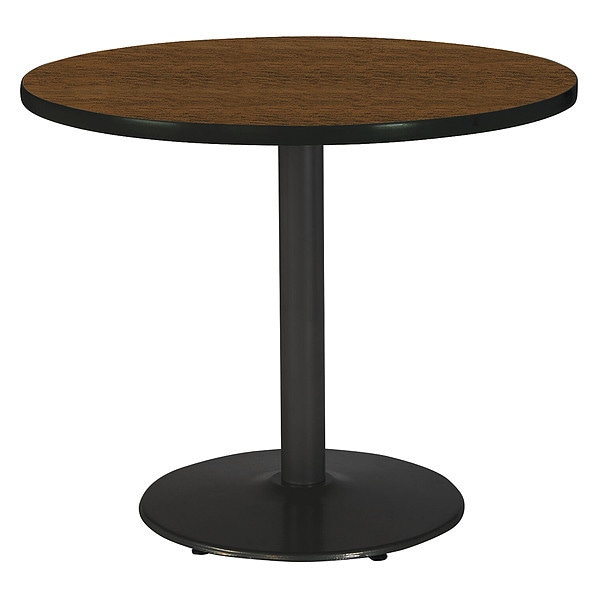 Round Ped Table, Walnut/Black, 42"Dx29"H, 42" Dia. (Table Top), 22" Dia. (Base), 3" Dia. (Column) W