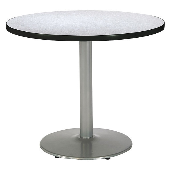 Round Ped Table, Grey Nebula/Silver, 42"Dx29"H, 29" (Cafe Height) H, HPL Top, Gray Nebula