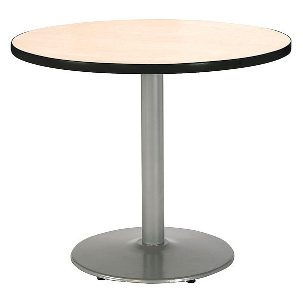 Round Ped Table, Natural/Silver, 42"Dx29"H, 42" Dia. (Table Top), 22" Dia. (Base), 3" Dia. (Column) W