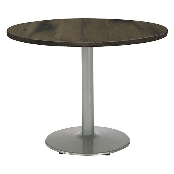 Round Wood Table, Barnwood/Silver, 42"Dx29"H, 42" Dia. (Table Top), 22" Dia. (Base) W, Wood Top