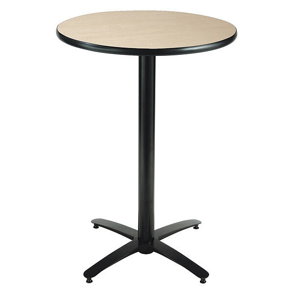 Round KFI 42in Natural Breakroom Table with Arched X Base, Commercial Grade, Made in the USA, 42 W