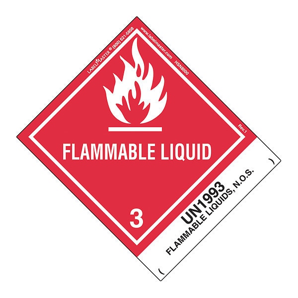 Flammable Liquid Label, UN1993, PK500