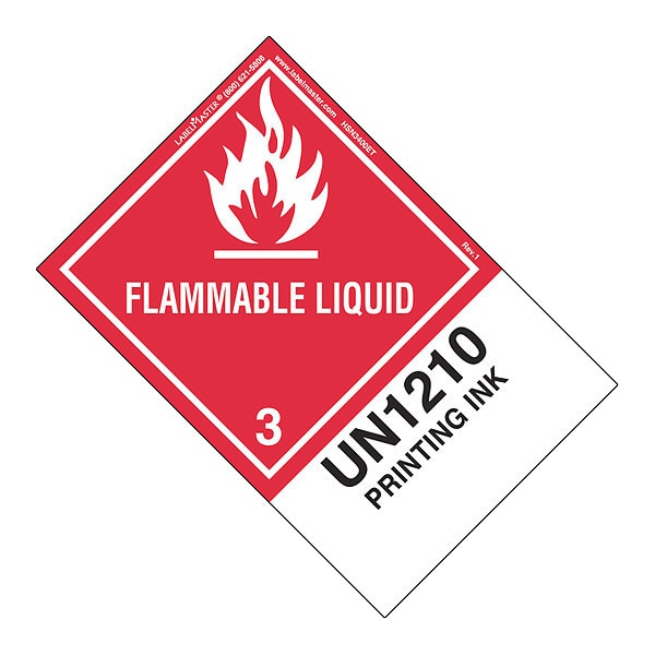 Flammable Liquid Label, UN1210, PK500, HSN3400ET