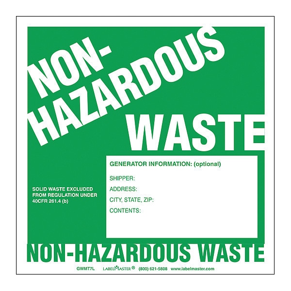Non-Hazardous Waste Labels, PK100