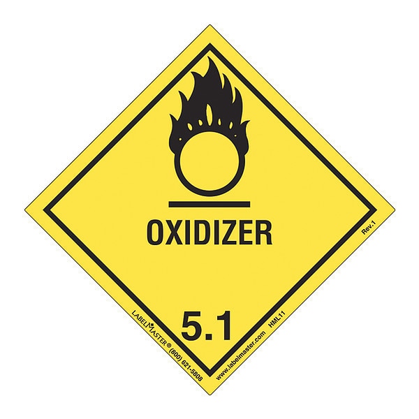 Oxidizer Label, Worded, Paper, PK50