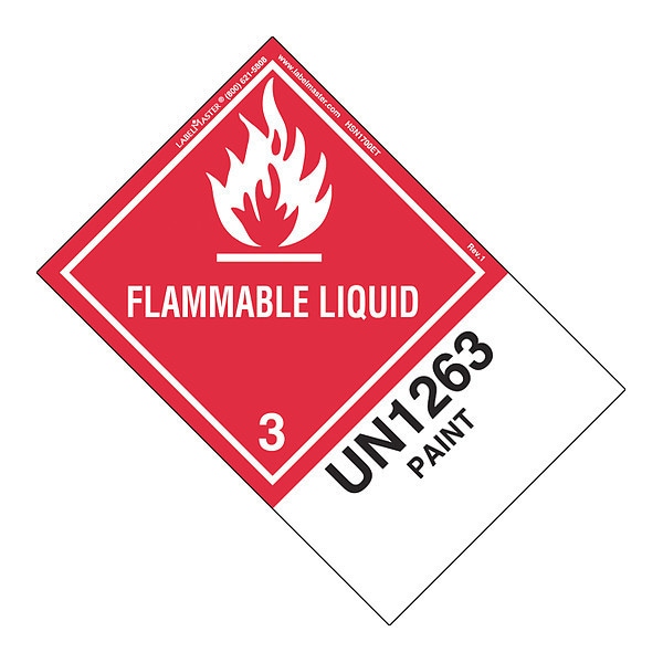 Flammable Liquid Label, UN1263, PK500