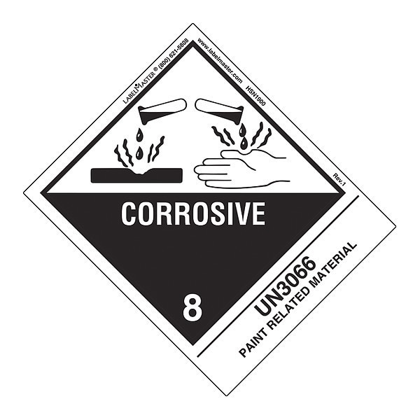 Corrosive Label, UN3066 Paint, PK500