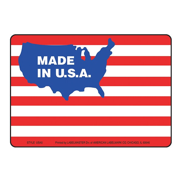 Made in the USA Flag Labels, PK500