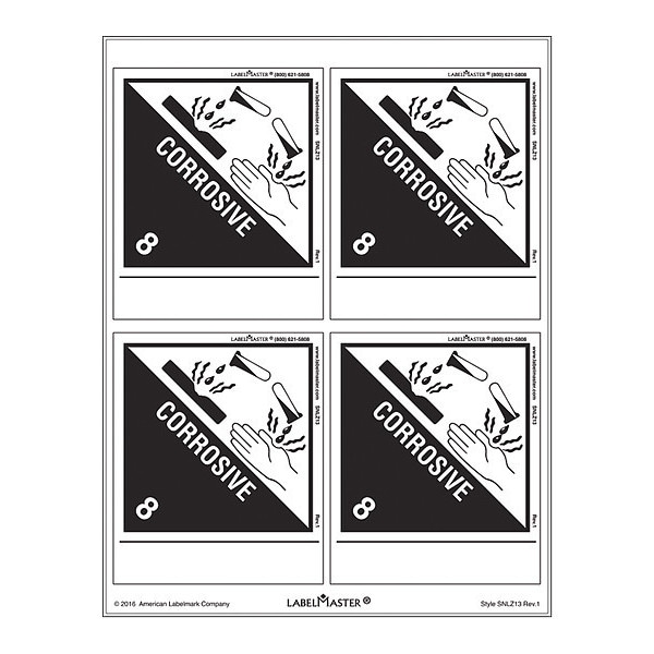 Corrosive Label, Laser Paper, PK25