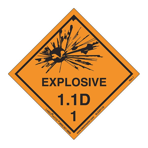 Explosive 1.1 D Label, Vinyl, PK500