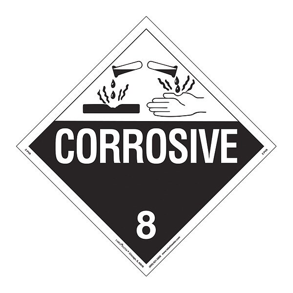 Corrosive Placard, Worded, PK25