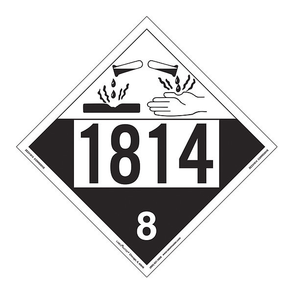 Corrosive Placard, UN 1814, PK25