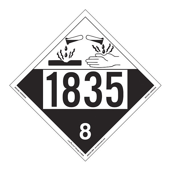 Corrosive Placard, UN 1835, PK25