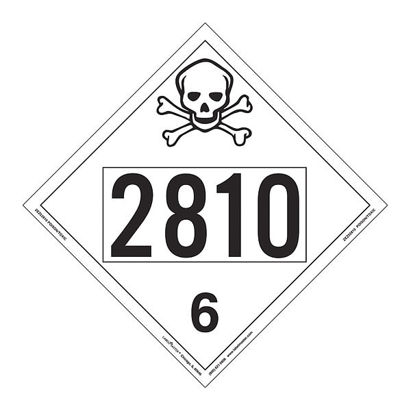 Toxic/Poison Placard, UN 2810, PK25