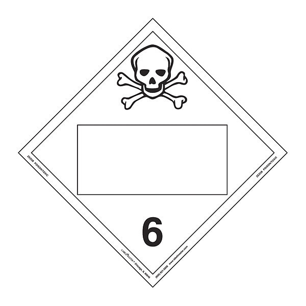 Toxic Placard, Blank, E-Z Remo, PK25