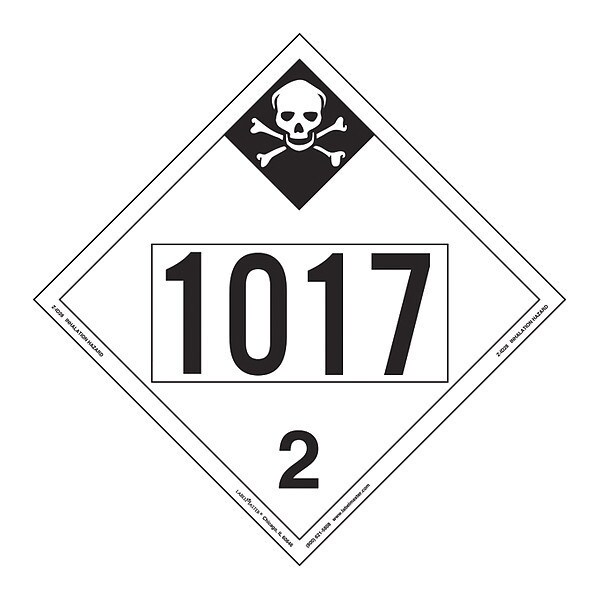 Inhalation Hazard 2 Placard, Vinyl, PK25
