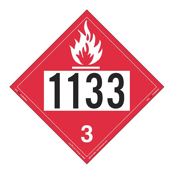 Flammable Liquid Placard, 1133, PK25