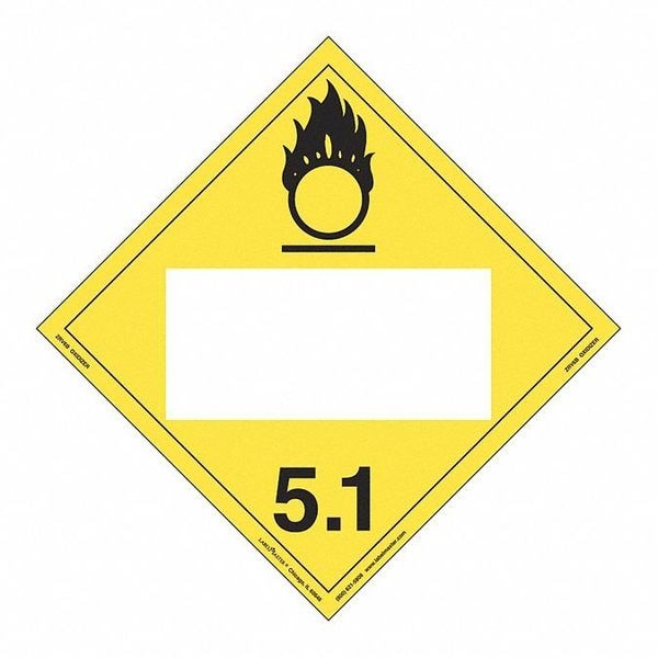 Oxidizer Placard, Blank, Rigid, PK25