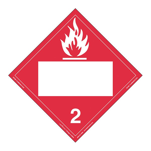Flammable Gas Placard, Blank, PK25