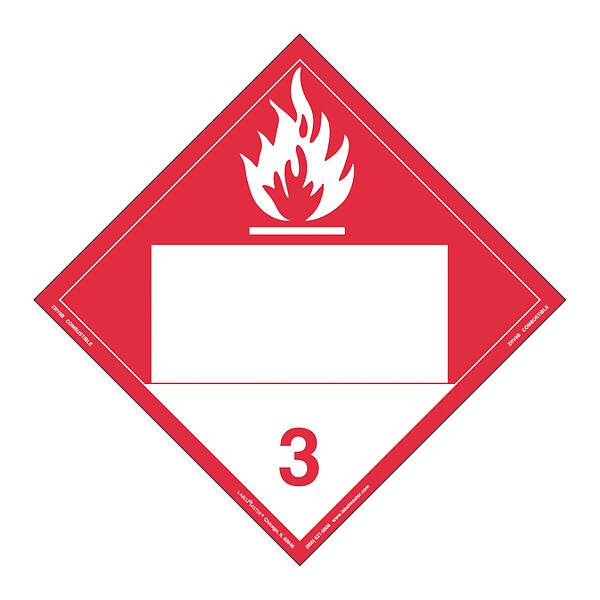 Combustible Liquid Placard, Vinyl, PK25