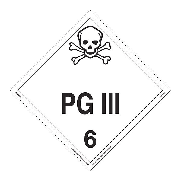 PG III Placard, Worded, Rigid, PK25