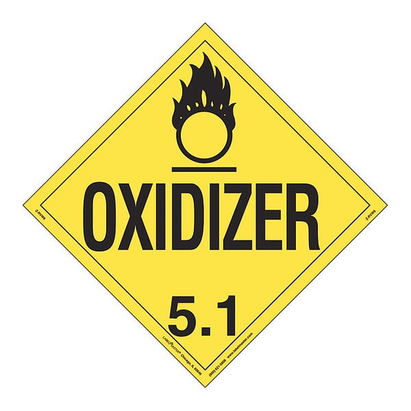 Oxidizer Placard, Worded, Vinyl, PK25