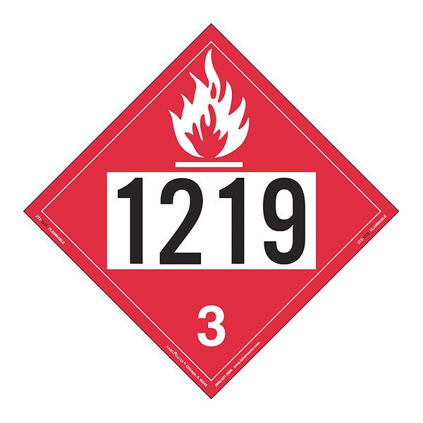 Flammable Liquid Placard 1219, PK25