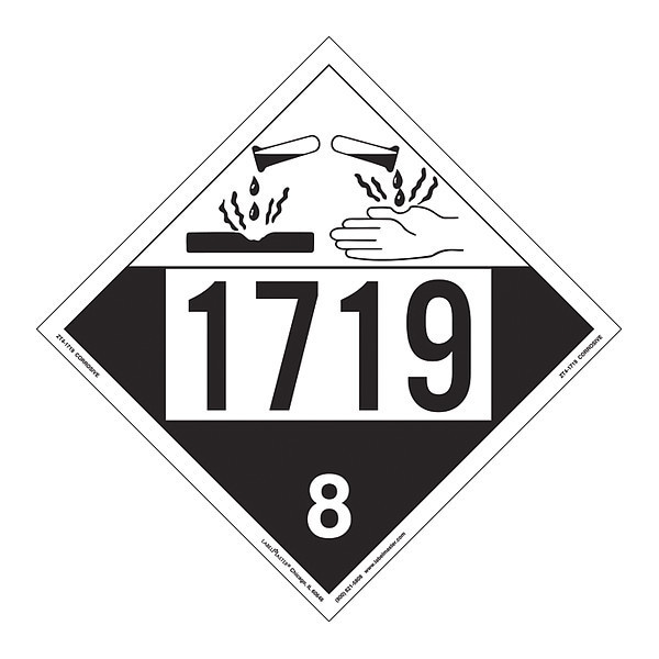 Corrosive Placard, UN 1719, PK25
