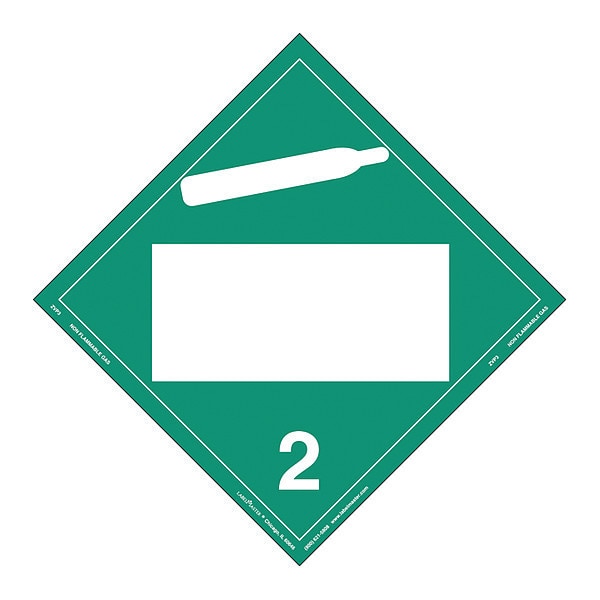 NonFlammable Gas Placard, PK25