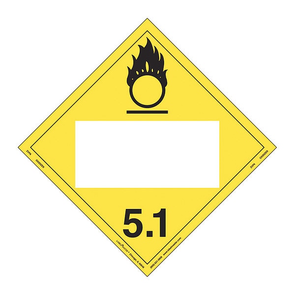 Oxidizer Placard, Blank, Perma, PK25