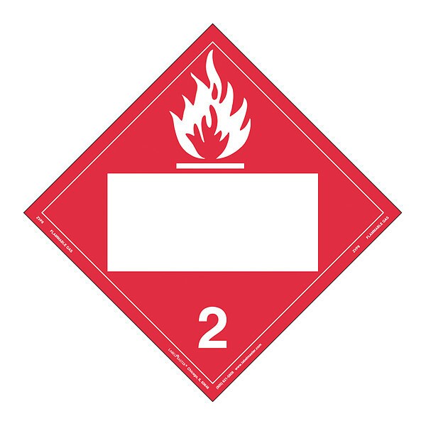 Flammable Gas Placard, Blank, PK25