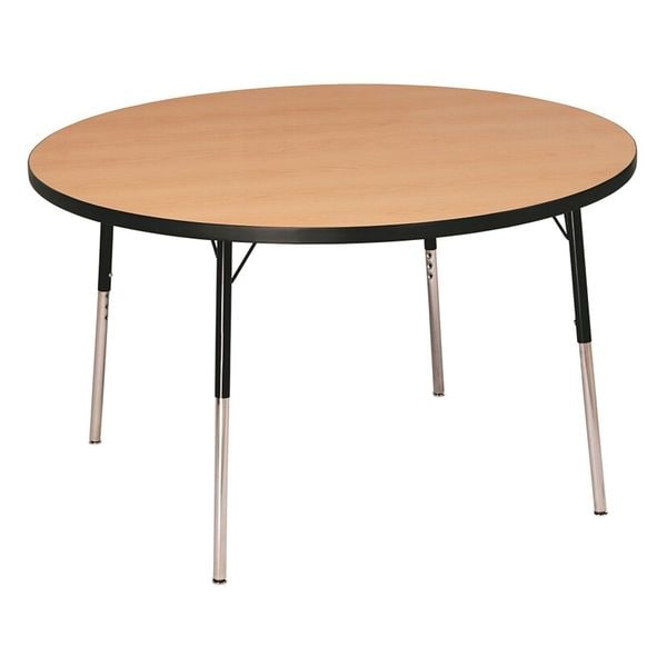 Round Adjustable Height Activity Kids School Table, High Pressure Laminate, Fusion Maple