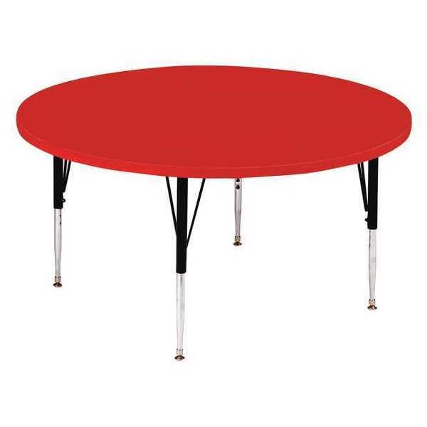 Round Adjustable Height Activity Kids School Table, High Pressure Laminate, Red