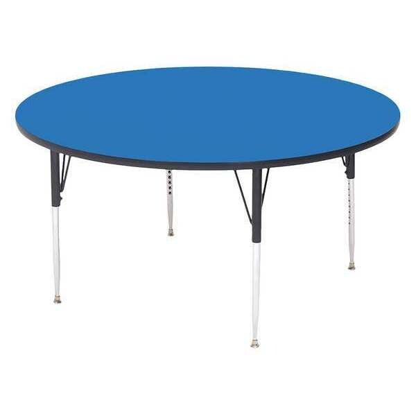 Round Adjustable Height Activity Kids School Table, High Pressure Laminate, Blue