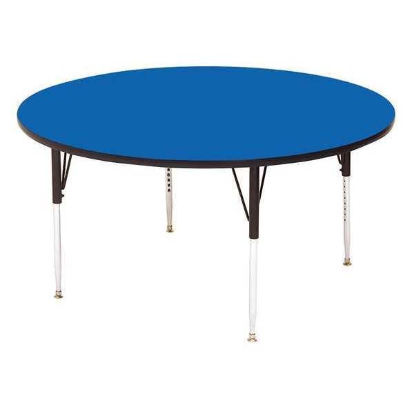Round Adjustable Height Activity Kids School Table, High Pressure Laminate, Blue