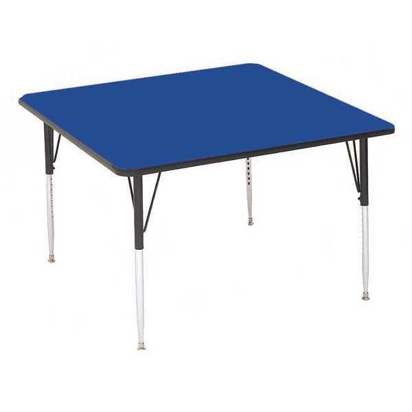 Square Adjustable Height Activity Kids School Table, High Pressure Laminate, Blue