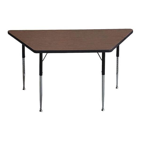 Trapezoidal Adjustable Height Activity Kids School Table, High Pressure Laminate, Walnut