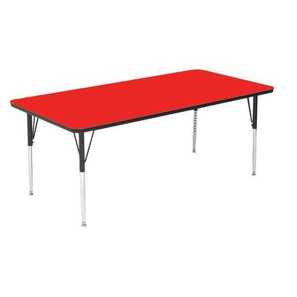 Rectangle Adjustable Height Activity Kids School Table, High Pressure Laminate, Red