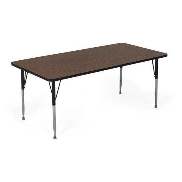 Rectangle Adjustable Height Activity Kids School Table, High Pressure Laminate, Walnut