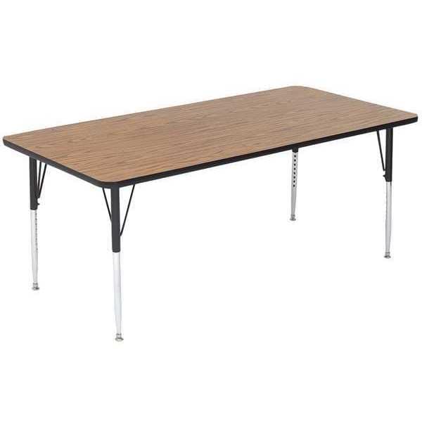 Rectangle Adjustable Height Activity Kids School Table, High Pressure Laminate, Walnut