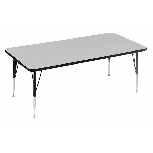 Rectangle Adjustable Height Activity Kids School Table, Melamine Laminate, Gray Granite